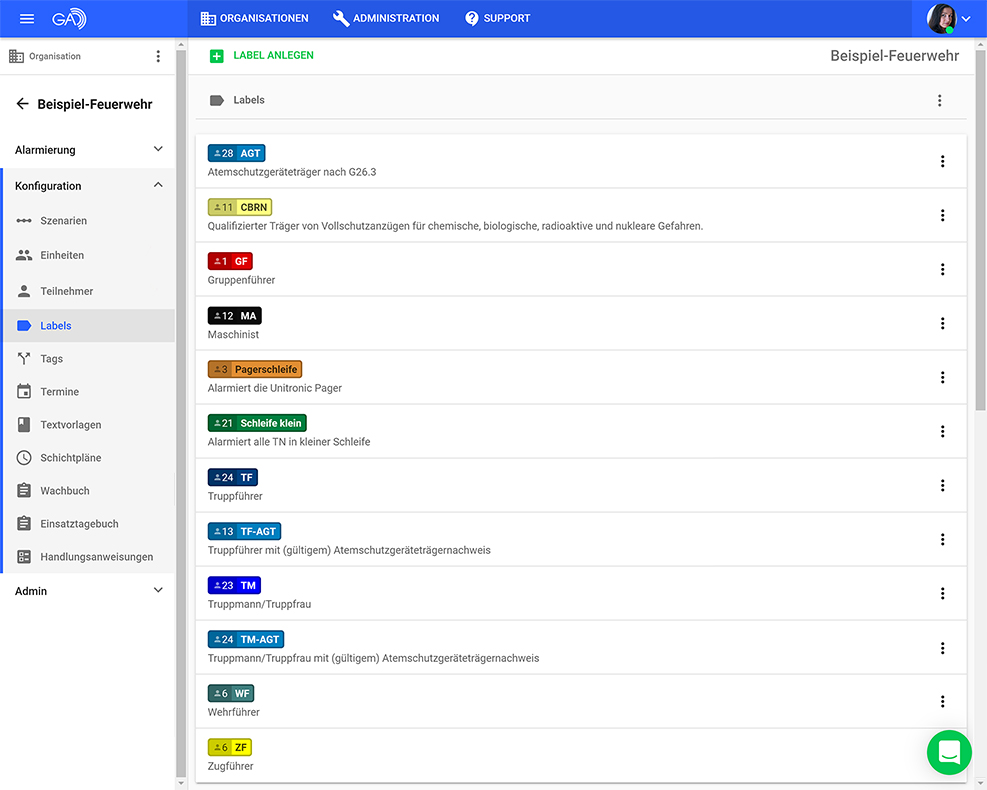 GroupAlarm - Labels Feuerwehr