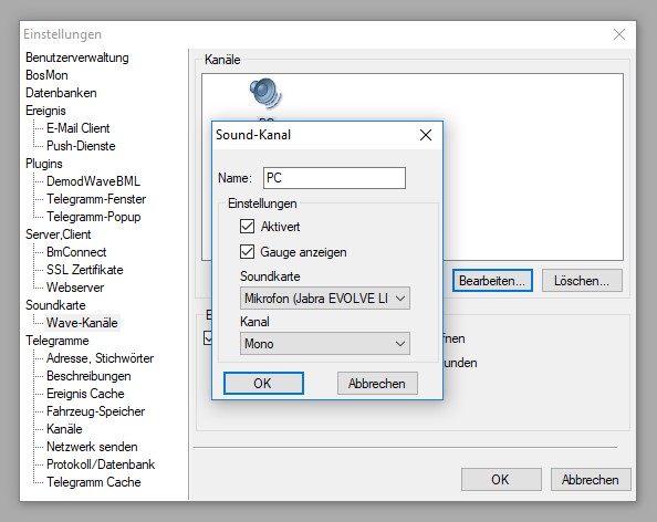 Konfiguration Soundkarte in BosMon