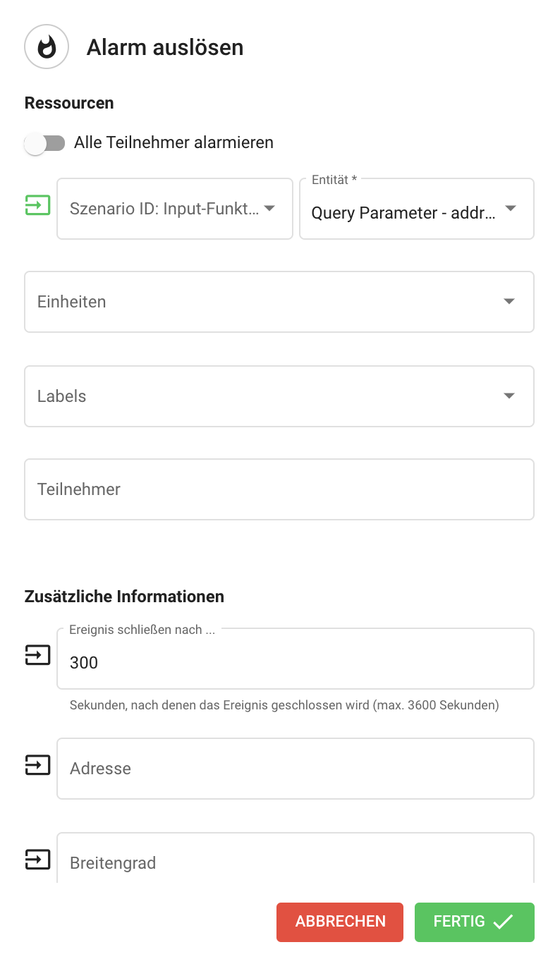 Alarm auslösen für BosMon