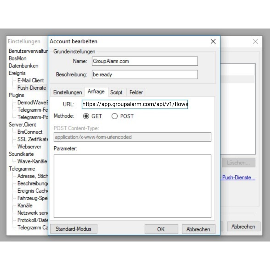 Eingabe URL in BosMon