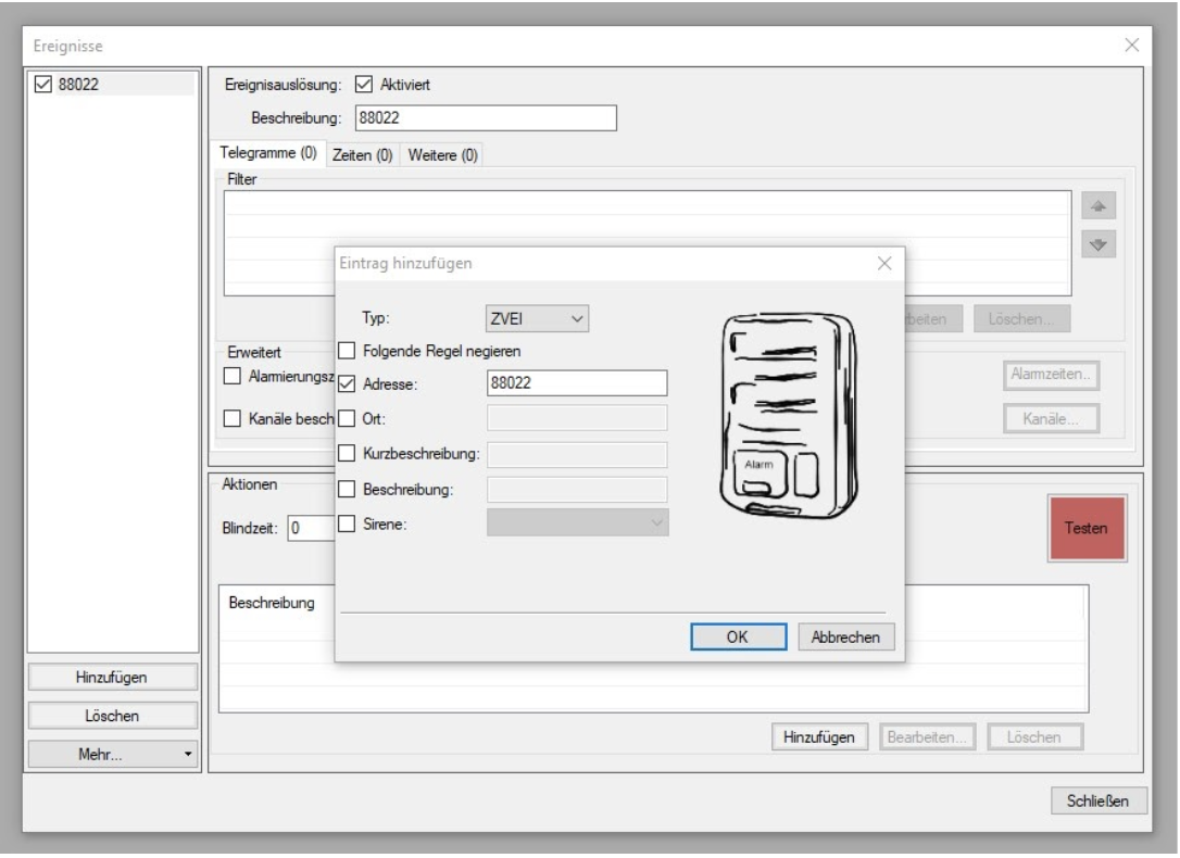 Zvei Adresse in BosMon eingeben