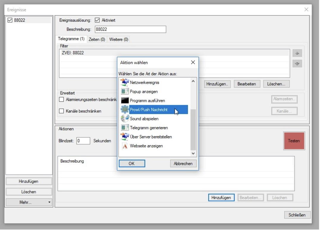 Push-Nachricht in BosMon einstellen